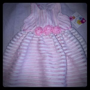 Toddler girl white and pink flower dress.